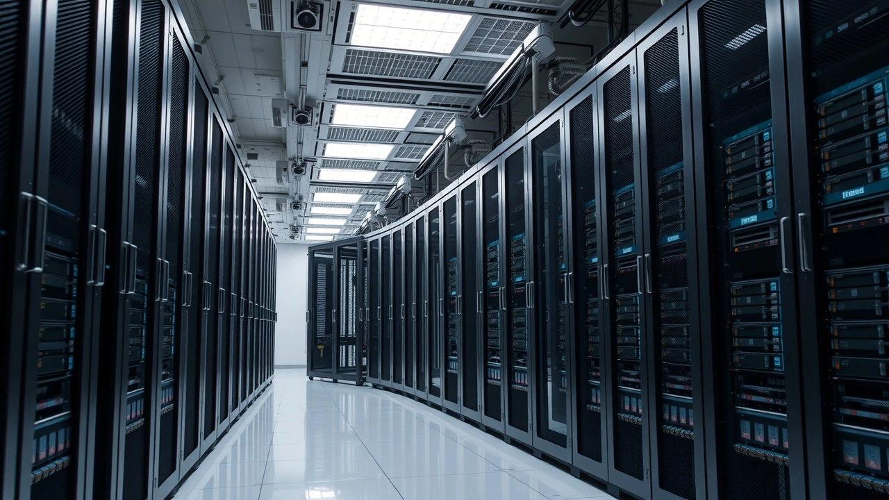 racks de serveurs securises dans un centre de donnees moderne