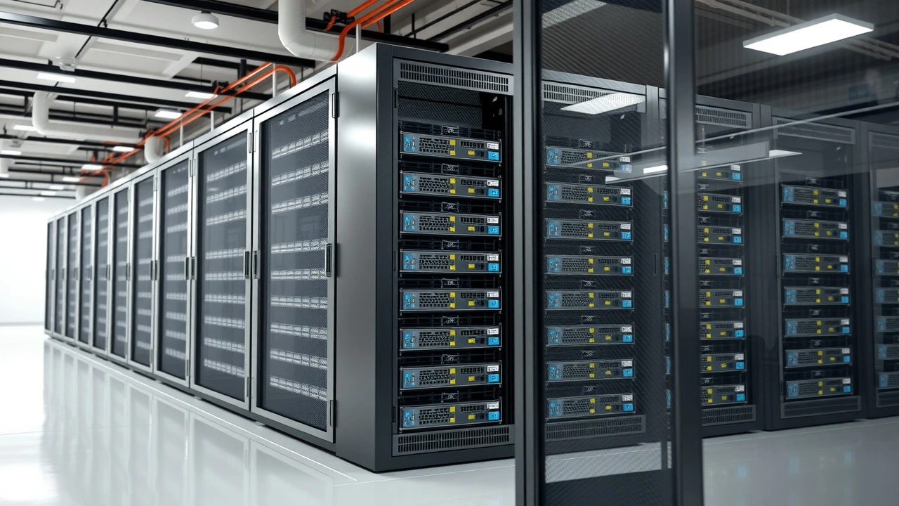rangées de serveurs sécurisés isolés dans un centre de données