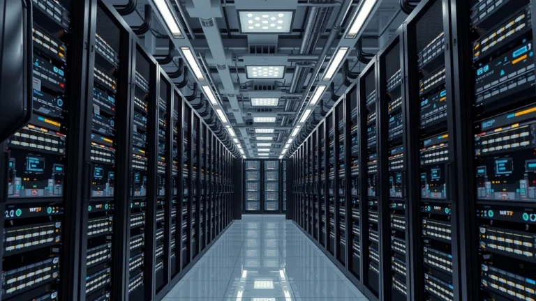 Centre de donnees moderne avec serveurs dedies personnalisables et infrastructure robuste