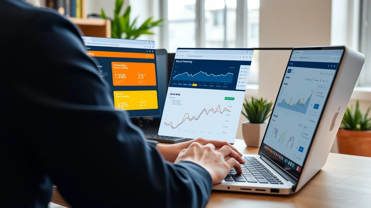 personne testant un hebergement web sur ordinateur portable