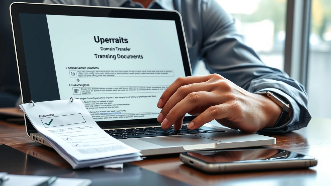 personne verifiant transfert nom domaine bureau ordinateur