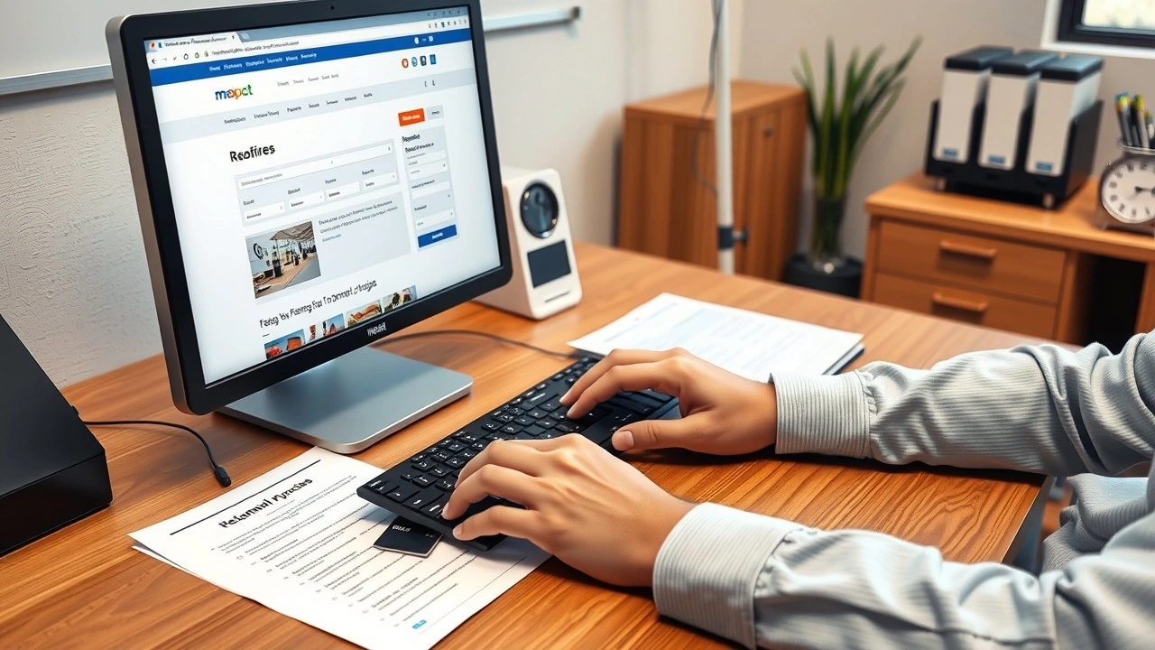 personne achetant un nom de domaine sur ordinateur au bureau