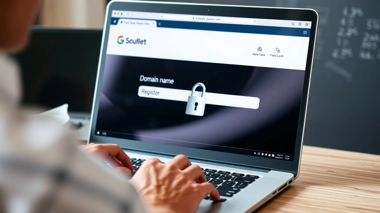 personne achetant un nom de domaine en ligne sur un ordinateur