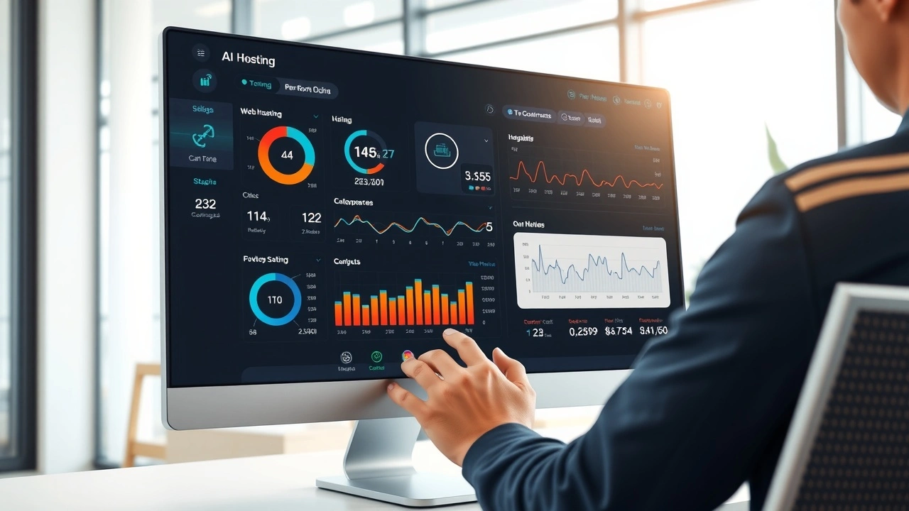 Personne utilisant une analyse IA pour comparer des hébergements web