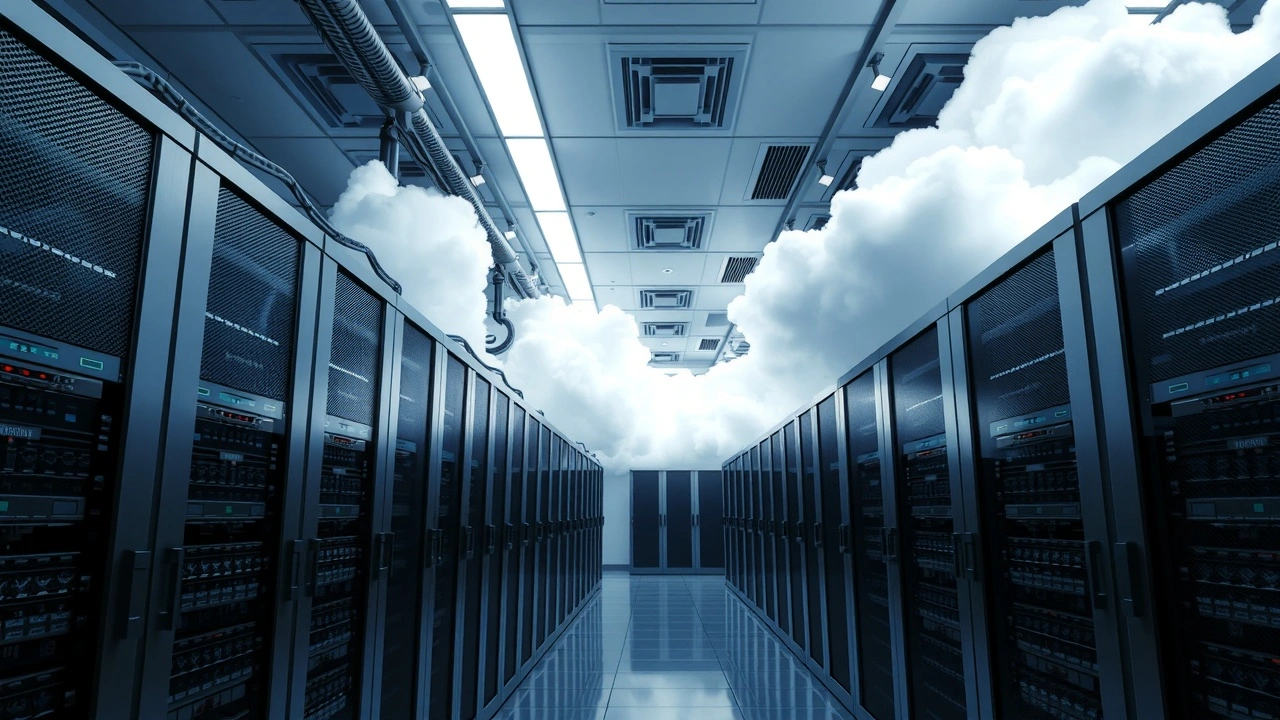 centre de donnees cloud moderne avec serveurs en rangée