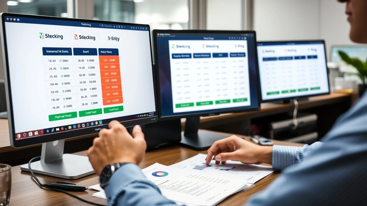 personne comparant des offres hebergement web sur ordinateur et documents