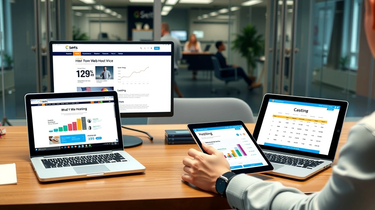 personne comparant des offres hebergement web sur ecrans