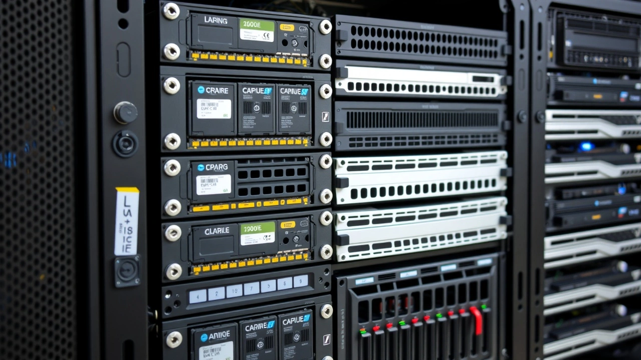 photo dun rack de serveur dedie avec composants materiels varies