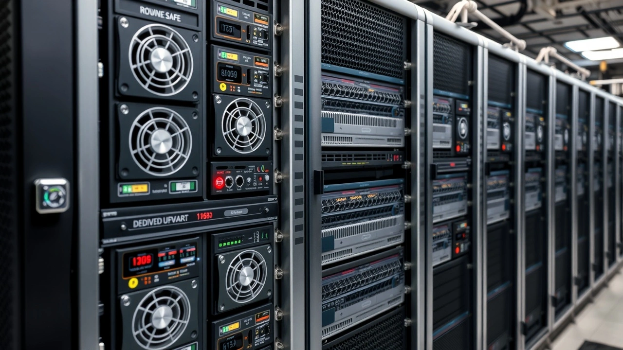 rangée de serveurs dedicaces en data center avec materiel performant