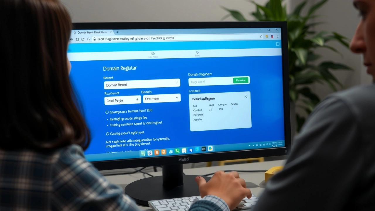 personne enregistrant un nom de domaine sur ordinateur au bureau