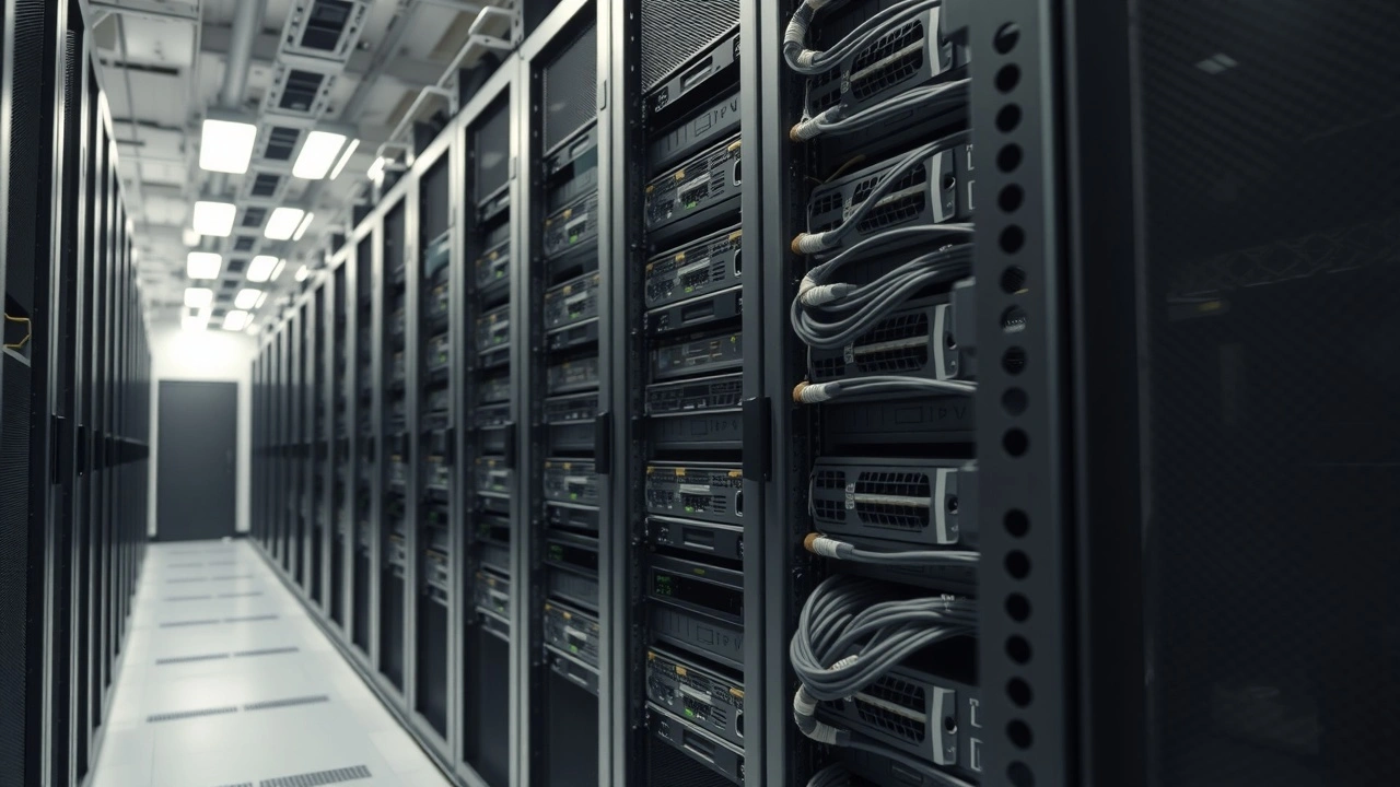 serveur informatique dans data center propre et stable bien organise