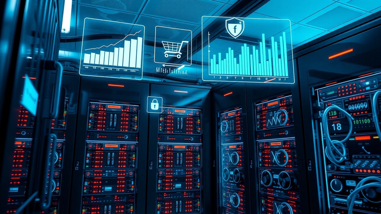 Salle serveur moderne illustrant gestion optimise des ressources pour un site e-commerce securise et performant