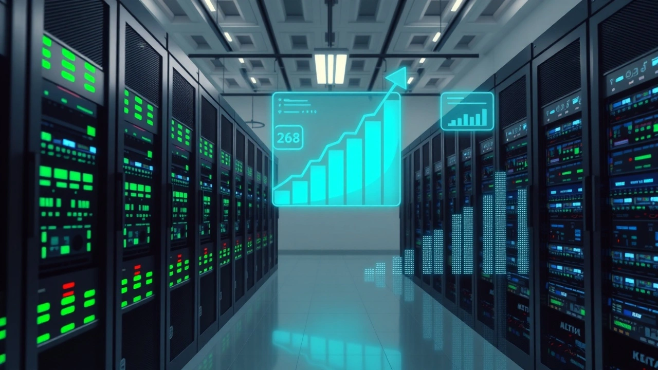 Centre de donnees moderne representant un hebergement WordPress adapte a la forte croissance