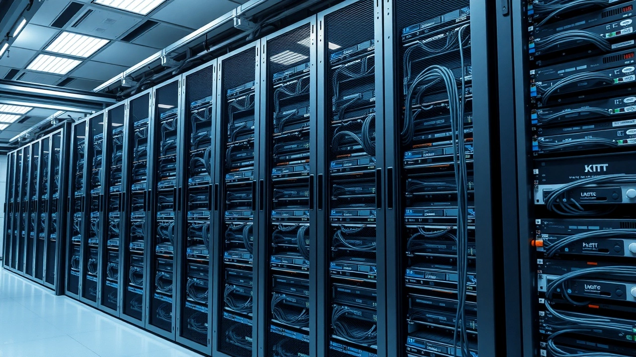 racks de serveurs modernes dans une salle de serveurs