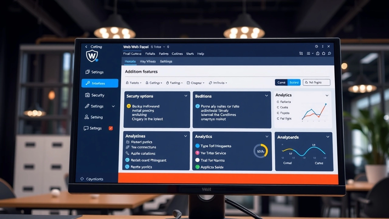 interface de panneau webhebergement avec options supplementaires visibles