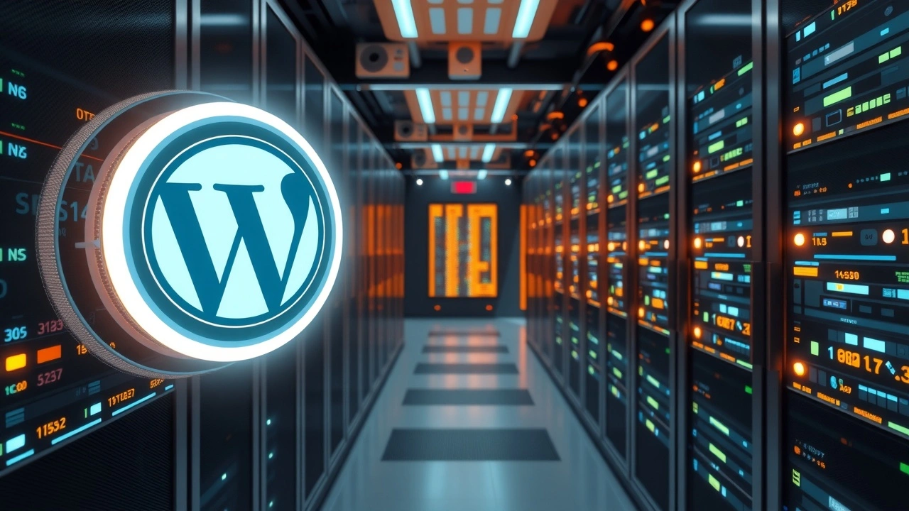 Salle de serveurs moderne illustrant la configuration d'un cache serveur avancé pour accelerer WordPress