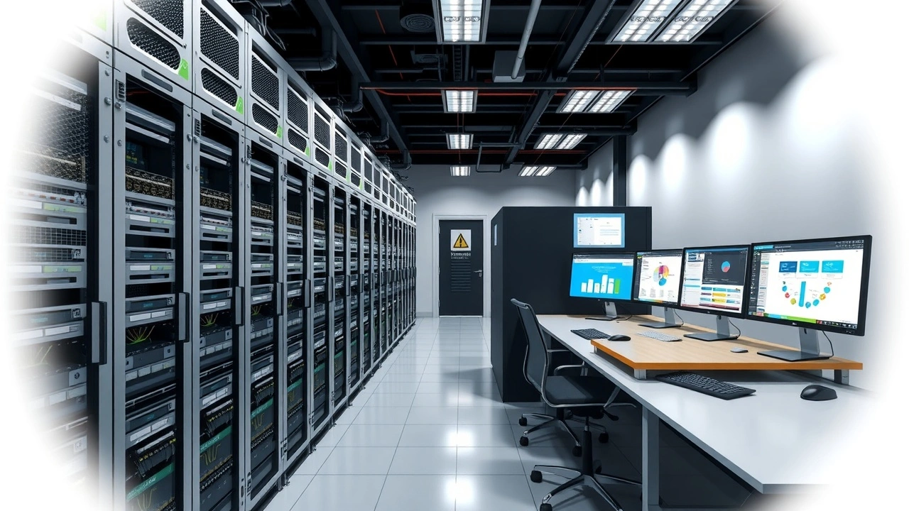 salle serveur et bureau avec ecrans hebergement web