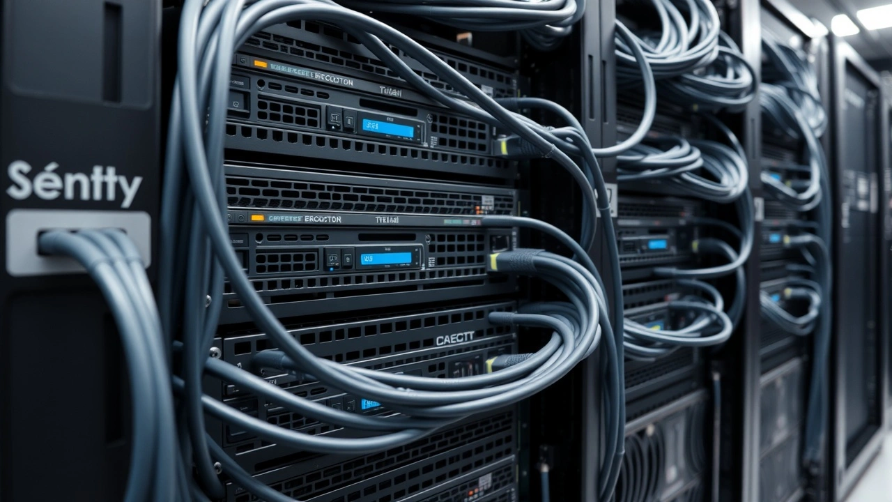 baie de serveur securisee avec equipements reseau et firewall