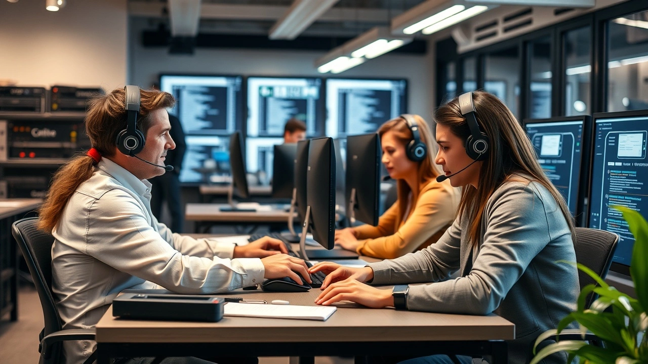 equipe support client assistante reactive en centre serveur informatique