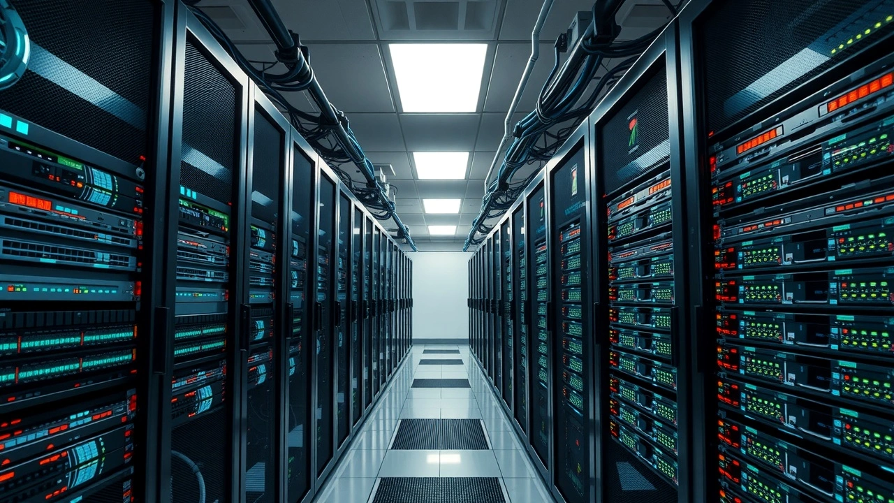 salle de serveurs e commerce bien eclaire avec equipements