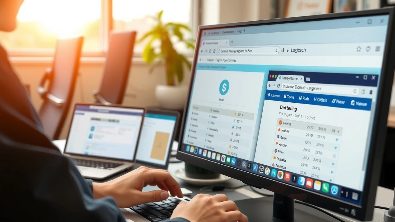 personne gerant un nom de domaine sur ordinateur en bureau
