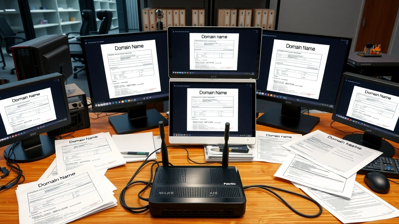 plusieurs ecrans avec formulaires de noms de domaine bureau reseau