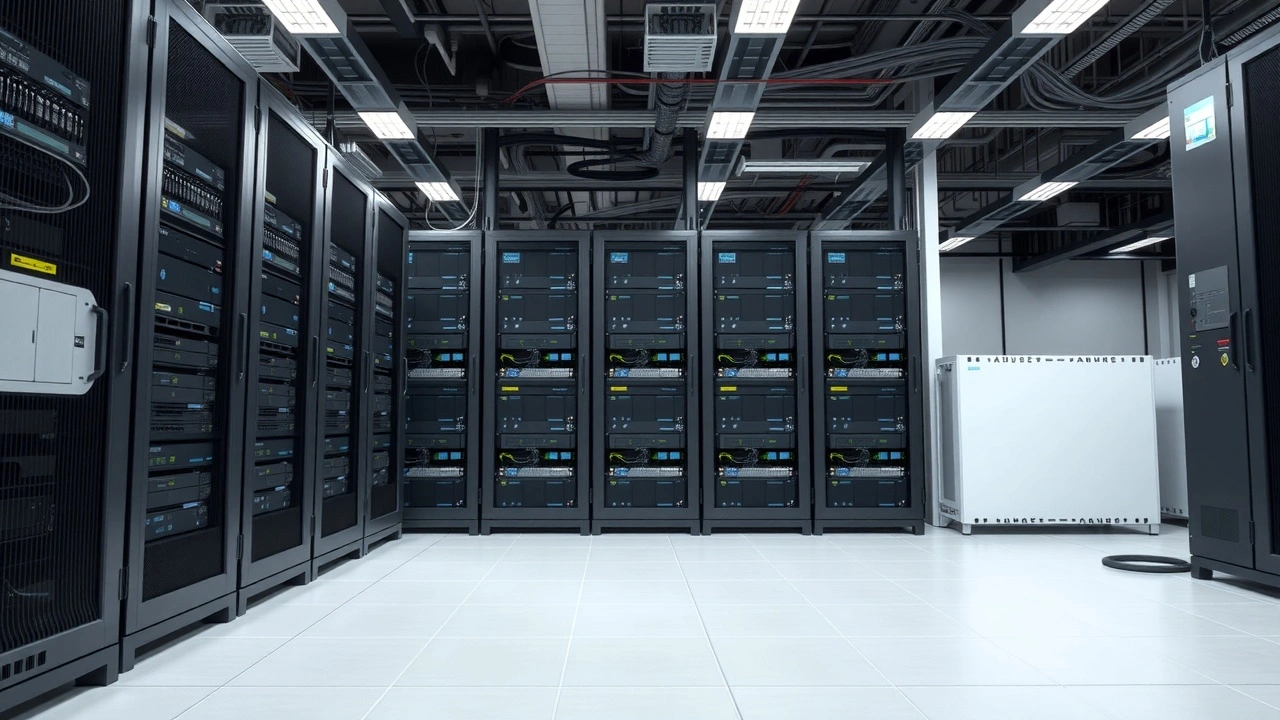 salle serveur moderne avec racks de serveurs bien organises