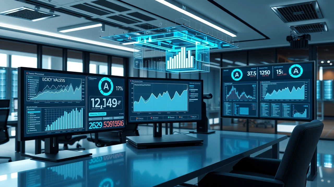 Illustration photoréaliste d'une analyse IA pour optimiser le choix d'hébergeur selon performances et tarifs