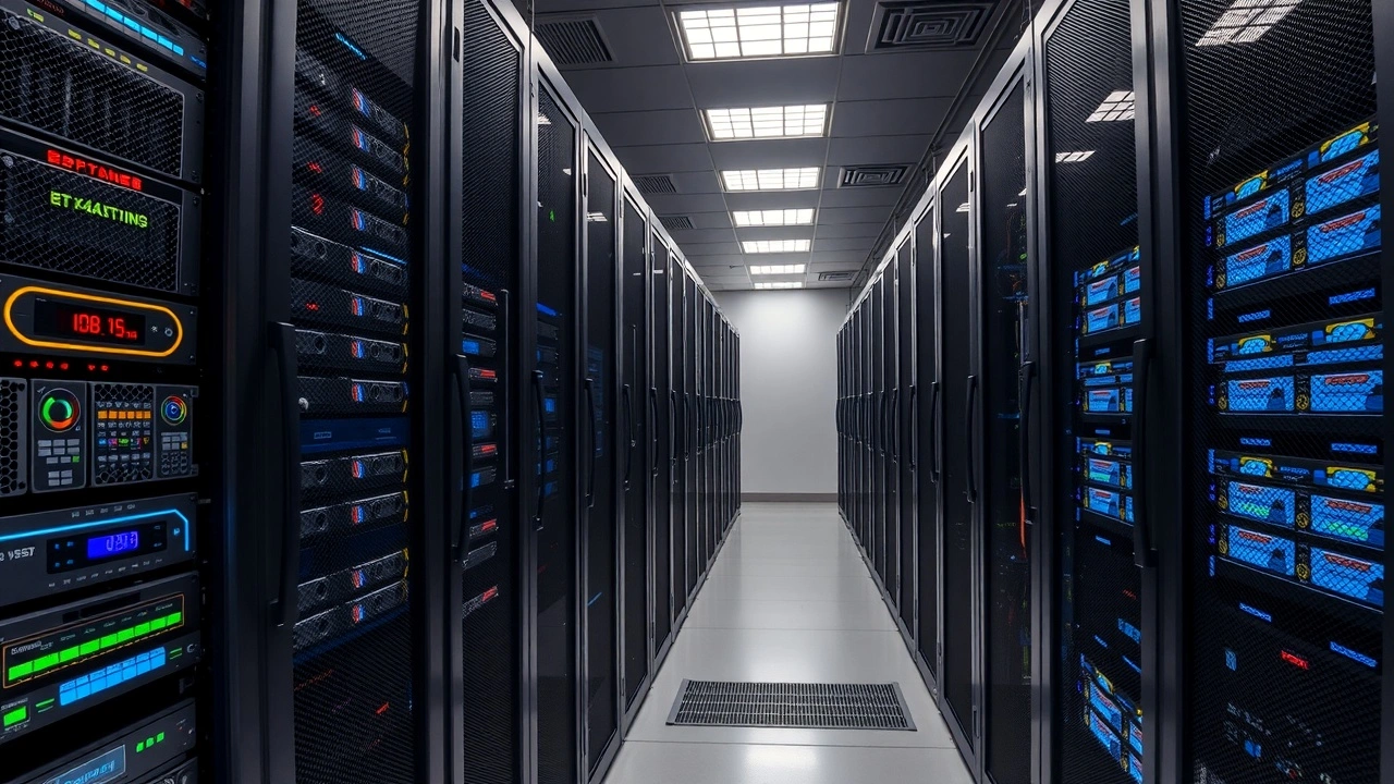 racks de serveurs dedies modernes dans un datacenter