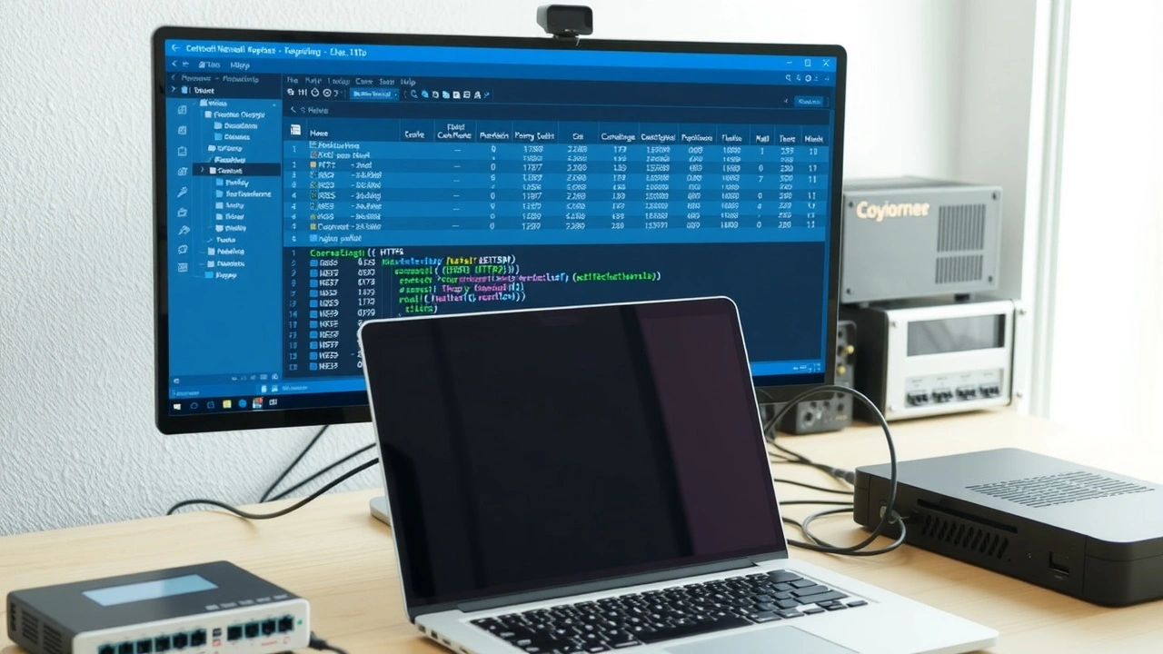 ordinateur testant la connexion https et http2 sur bureau